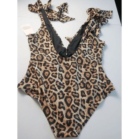 Unique Vintage Women's Leopard Print Plunge One-Piece Swimsuit 3X - Picture 4 of 4